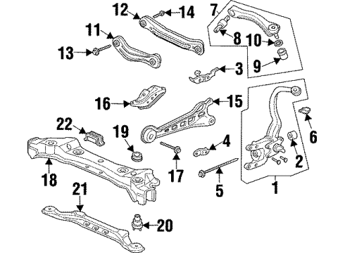 1998 Acura TL Rear Suspension Components, Lower Control Arm, Upper Control Arm, Stabilizer Bar Arm B, Right Rear (Lower) (Abs) Diagram for 52355-SZ5-A00