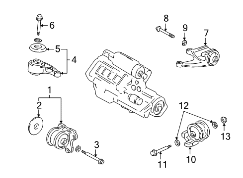 2004 Acura NSX Engine & Trans Mounting Cover, Side Mounting Diagram for 50822-SL0-000