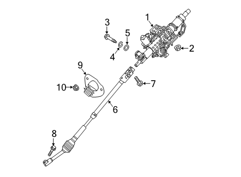 2017 Genesis G90 Steering Column & Wheel, Steering Gear & Linkage Dust Cover Assembly Diagram for 56490-B1000