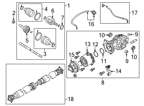 2019 Nissan Pathfinder Axle & Differential - Rear Bracket - Connector Diagram for 21666-3JA0A