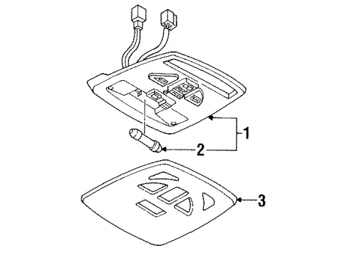 1997 Ford Probe Overhead Console Bulb Diagram for F32Z13466G