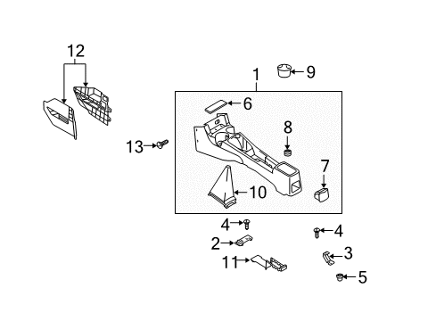 2003 Kia Rio Console Cup Holder Assembly, Left Diagram for 84676FD00008