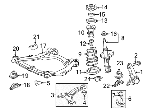 2012 Toyota Camry Front Suspension, Lower Control Arm, Stabilizer Bar, Suspension Components Strut Diagram for 48510-09873