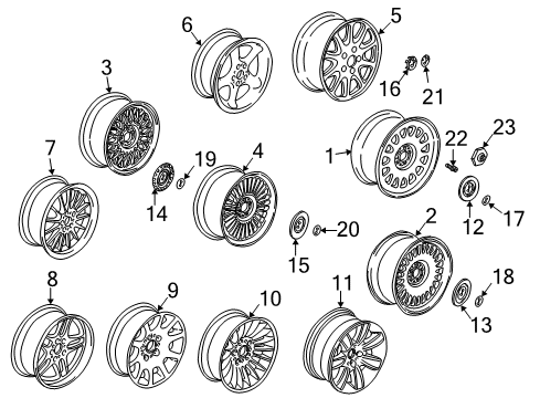 2001 BMW 740i Wheels & Trim Hub Cap Diagram for 36131181897