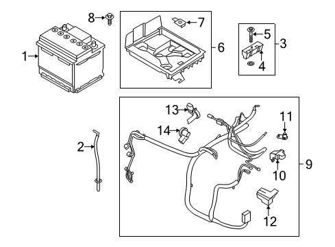 2013 Lincoln MKZ Battery Bracket Bolt Diagram for -W712657-S439