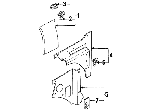 2001 Kia Sportage Interior Trim - Quarter Panels Trim Assembly-B Pillar Upper Diagram for 0K08F68220E96