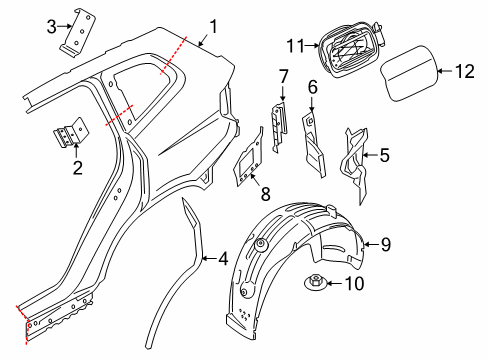 2021 BMW X7 Quarter Panel & Components COVER, WHEELL HOUSING, REAR Diagram for 51767424916