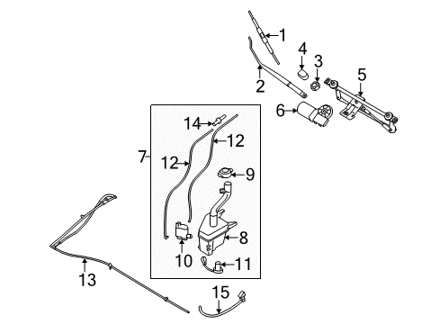 2009 Kia Sportage Windshield - Wiper & Washer Components Motor & Link Assembly Diagram for 981001F000