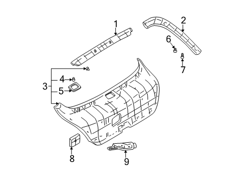 2000 Hyundai Accent Interior Trim - Lift Gate Handle Assembly-Tail Gate Diagram for 81720-25020