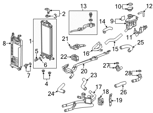 2014 Acura RLX Cooling System - Hybrid Component Pipe Assembly, Breather Diagram for 1J481-R9S-000