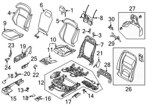 2021 Ford Mustang Mach-E Driver Seat Components Seat Switch Knob Diagram for KB5Z-14711-AB