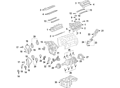 2017 Ford F-150 Engine Parts, Mounts, Cylinder Head & Valves, Camshaft & Timing, Variable Valve Timing, Oil Cooler, Oil Pan, Oil Pump, Crankshaft & Bearings, Pistons, Rings & Bearings Bearings Diagram for FT4Z-6211-DA