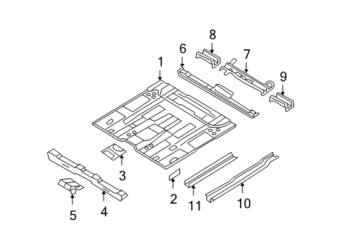 2007 Hyundai Tucson Floor Member Assembly-Center Floor Side, LH Diagram for 65211-2E010