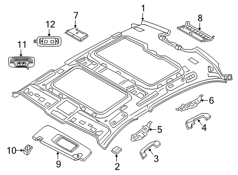 2016 BMW 750i xDrive Interior Trim - Roof Make-Up Mirror, Rear Cabin Diagram for 51447394887