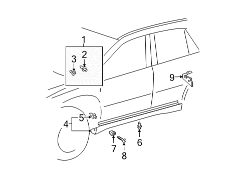 2005 Lexus RX330 Exterior Trim - Pillars, Rocker & Floor Cover Sub-Assembly, Front Pillar Diagram for 60118-48010