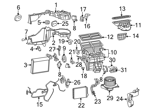 2006 Jeep Commander A/C Evaporator Housing-Distribution Upper Diagram for 5143097AA