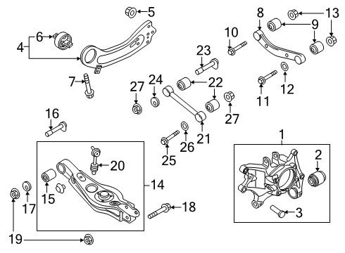 2020 Hyundai Palisade Rear Suspension Components, Lower Control Arm, Upper Control Arm, Stabilizer Bar Pad U Diagram for 55211S8050