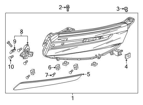 2018 Honda Clarity Headlamps Headlight Assembly, Passenger Side Diagram for 33100-TRW-A01