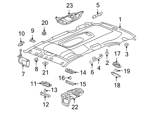 2006 Buick Rainier Interior Trim - Roof Housing Asm, Dome & Reading Lamp Diagram for 19115097