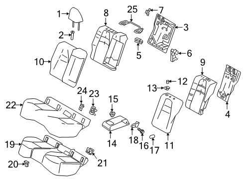 2021 Toyota Corolla Rear Seat Components Seat Cushion Pad Diagram for 71503-02630