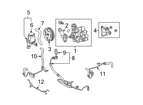 2005 Toyota 4Runner P/S Pump & Hoses, Steering Gear & Linkage Pressure Hose Diagram for 44410-35691