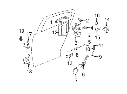 2008 Chrysler Sebring Rear Door Cable-Inside Handle To Latch Diagram for 68021452AA