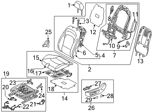 2020 Hyundai Elantra GT Driver Seat Components Front Left-Hand Seat Back Covering Assembly Diagram for 88360-G3010-PXD