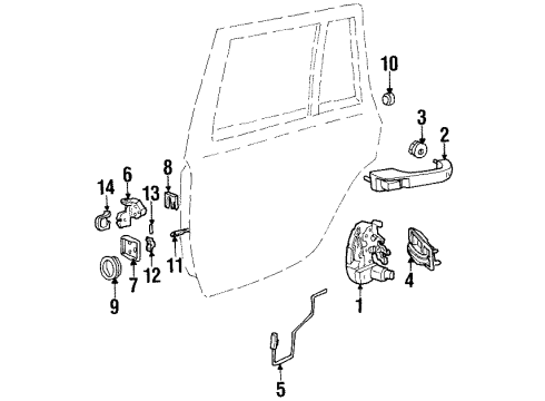 1997 Jeep Cherokee Rear Door - Lock & Hardware Handle Front Door Exterior Diagram for 55076030