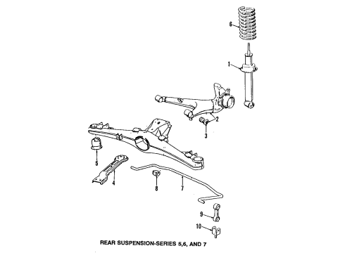 1994 BMW 525i Rear Suspension Components, Stabilizer Bar Rear Spring Strut Diagram for 33522226592