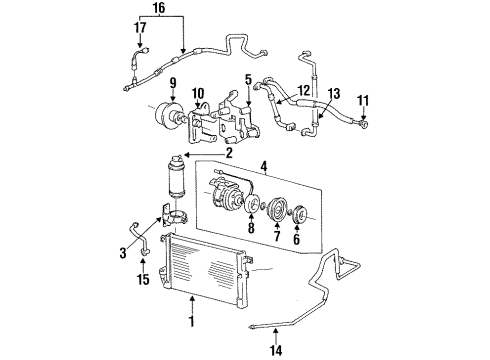 1993 Hyundai Scoupe Switches & Sensors Hose-Cooler Line Suction Diagram for 97764-23302