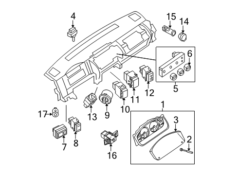 2019 Nissan Frontier Switches Switch Assy-Combination Diagram for 25560-9BM4C