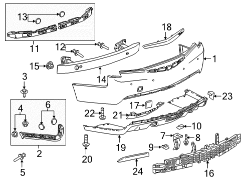 2018 Cadillac ATS Rear Bumper Tow Eye Cap Diagram for 23336070