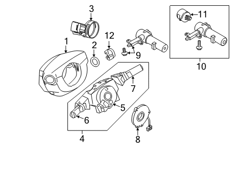 2010 Nissan Frontier Shroud, Switches & Levers Switch Assy-Combination Diagram for 25560-9BH3A