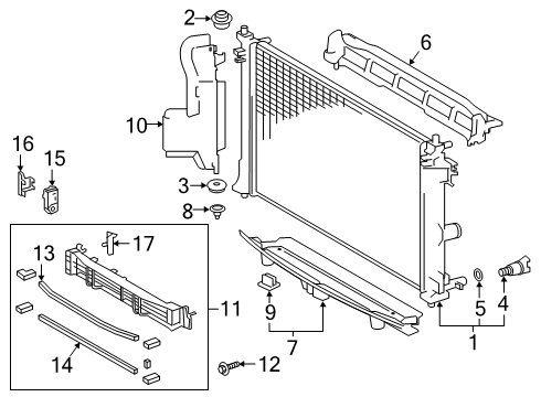 2021 Toyota Corolla Radiator & Components Lower Baffle Diagram for 16592-0T070