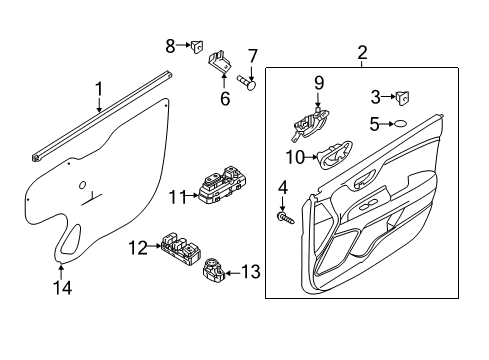 2021 Kia Rio Mirrors Door Inside Handle Assembly Diagram for 82610H8000LEF