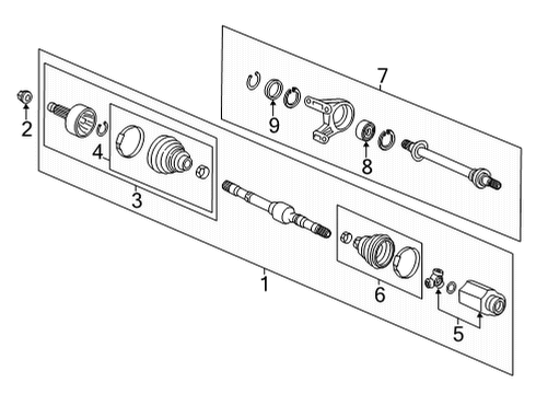 2022 Honda Civic Drive Axles - Front Shaft Assembly, Half Diagram for 44500-T2A-A10