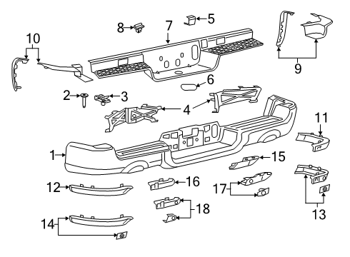 2021 Ram 1500 Bumper & Components - Rear Bolt-TORX Head Diagram for 68362632AA