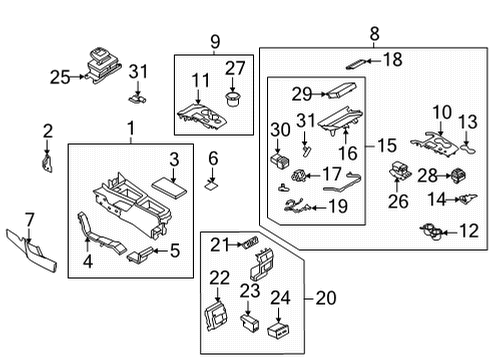 2021 Nissan Rogue Center Console Charger Assembly-Tel, Wireless Diagram for 28342-6RA0A