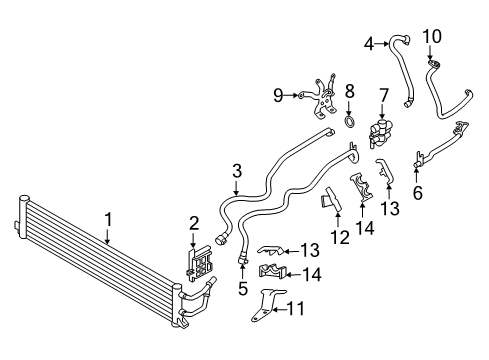 2017 BMW 740e xDrive Trans Oil Cooler Transmission Oil Cooler Line Feed Front Diagram for 17228602407