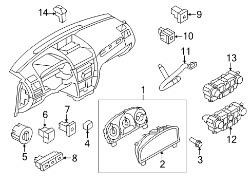 2010 Ford Fusion A/C & Heater Control Units Cluster Assembly Diagram for AE5Z-10849-GA