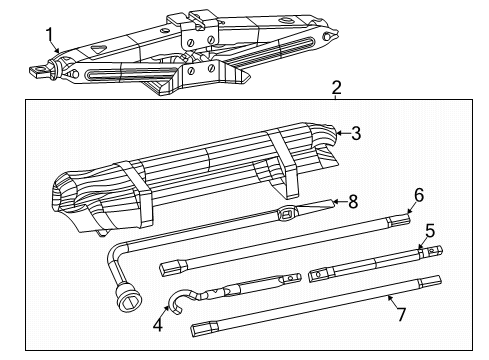 2020 Ram 1500 Jack & Components Rod-Jack Handle Diagram for 52014437AA