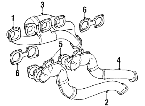 1995 BMW 840Ci Exhaust Manifold Exhaust Manifold Diagram for 11621436038