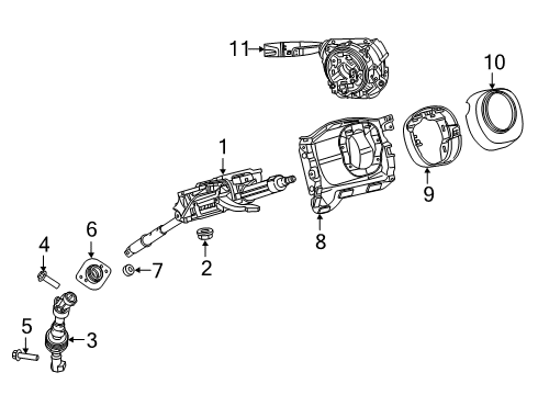 2021 Ram 1500 Steering Column & Wheel, Steering Gear & Linkage, Shroud, Switches & Levers Cover-Steering Column Gap Diagram for 5YP11LC5AF