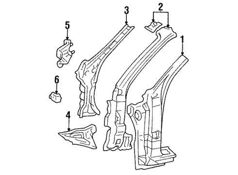 1998 Toyota Avalon Hinge Pillar Mount Bracket Diagram for 61159-07010