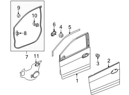 2014 Honda Insight Front Door Tape, L. FR. Door Sash (Upper) Diagram for 67365-TM8-A01