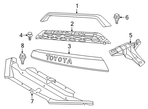 2017 Toyota 4Runner Grille & Components Grille Bracket Diagram for PZ327-35701