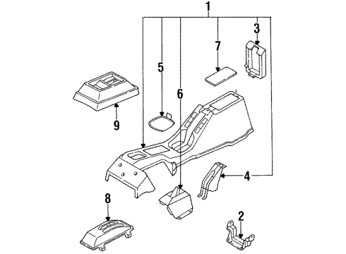 1994 Nissan Pathfinder Center Console Console Box-Floor Diagram for 96910-75P00