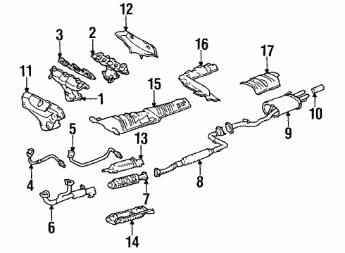 1995 Honda Accord Exhaust Components Muffler Set, Exhuast Diagram for 18030-SV5-A10