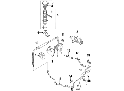 1996 Isuzu Rodeo P/S Pump & Hoses, Steering Gear & Linkage Hose, Power Steering Control Valve Flexible Diagram for 8-97112-502-0