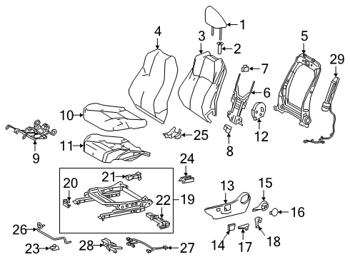 2019 Toyota Corolla Driver Seat Components Seat Cushion Diagram for 71512-12470